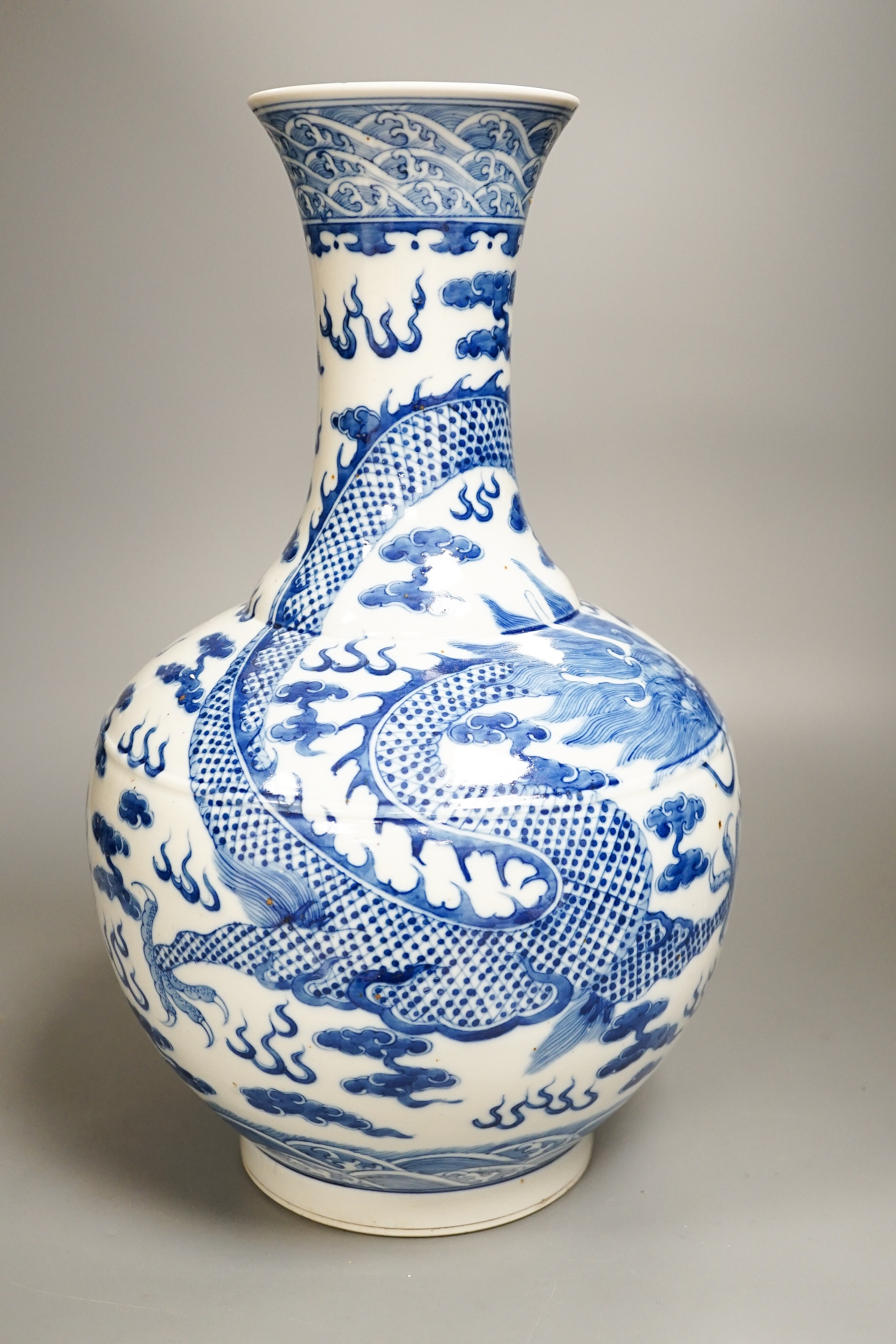 A large Chinese blue and white ‘dragon’ vase 38cm